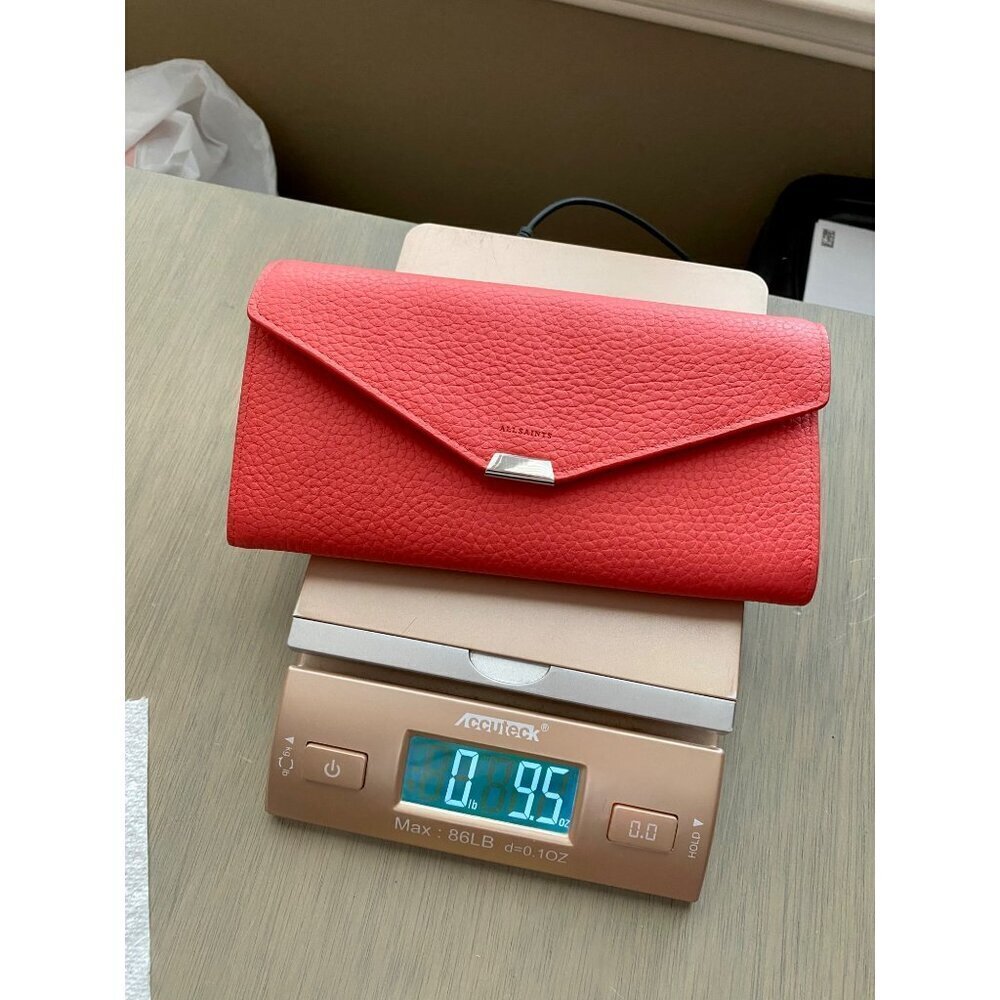 AllSaints Captain Chain Wallet Coral Leather Crossbody‎ Removable Strap - Picture 12 of 12